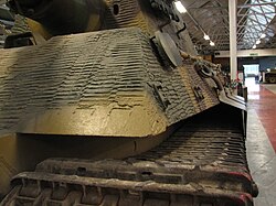 Close view of Zimmerit on the corner of a Tiger II